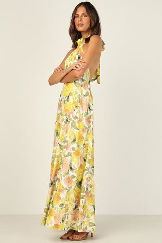 Boutique Citrus Halter Dress