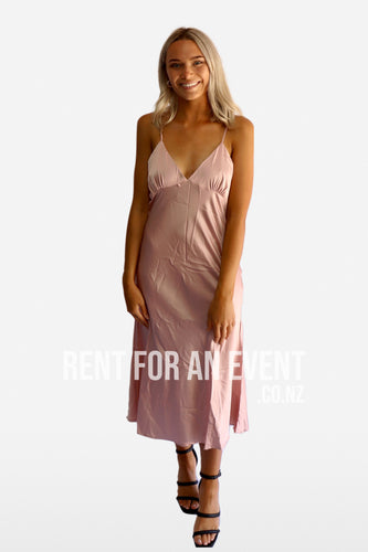 FOR SALE-Boutique Pink Satin Slip Dress